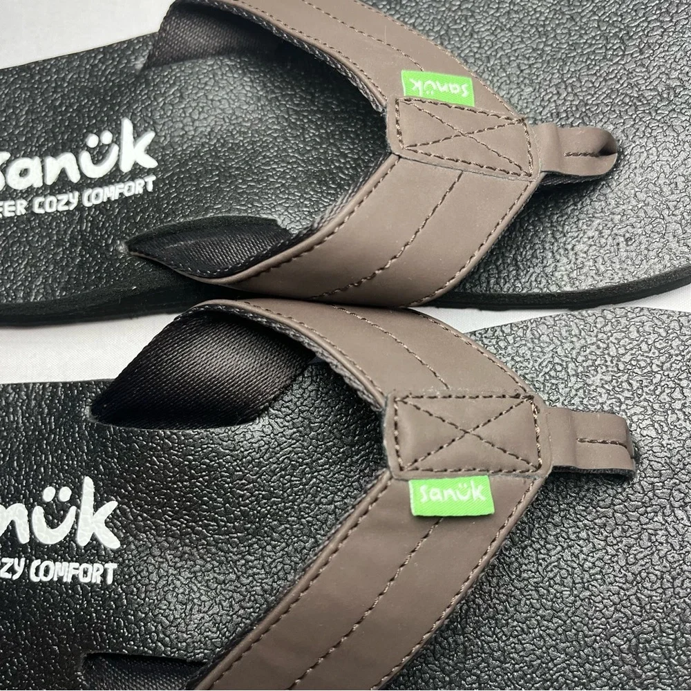 Sanuk Beer Cozy Coaster Flip Flops Mens Size 7 New